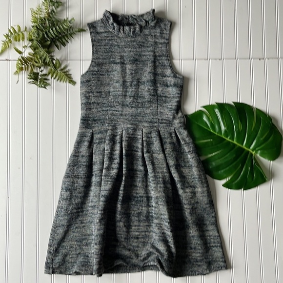 Anthropologie Dresses & Skirts - Anthropologie ganni tweed dress blue grey mock neck sleeveless